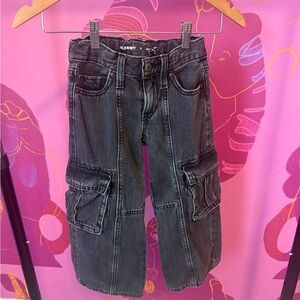 Old Navy Black Washed Cargo Jeans - Youth